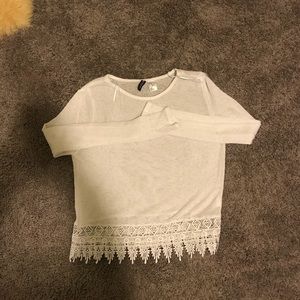 Lace divided crop sweater